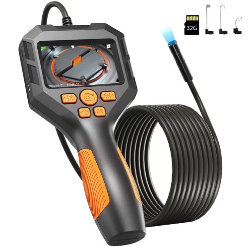 Inspection Camera With Light, Digital Industrial Borescope, Video Endoscope, Scope Camera, 2.8" IPS Screen, Waterproof Flexible Probe, 1080p, Tool For Home, Pipe, Automotive