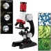 Kids Microscope Kit 100-1200X LED Biological Science Lab Toy Gift Explore Microscopic World Foster Curiosity Easy Operation