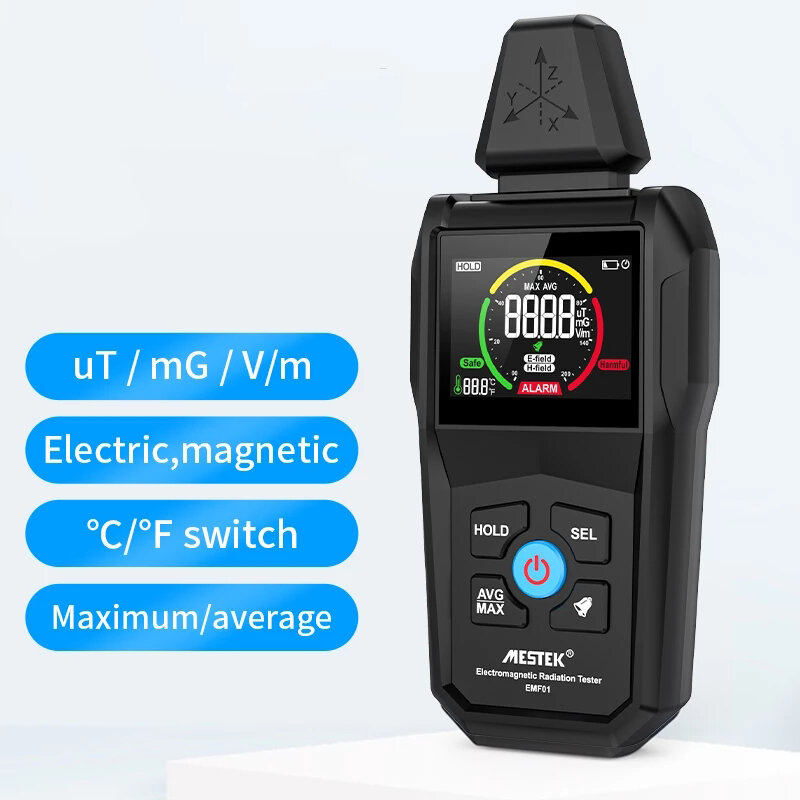 MESTEK Electromagnetic Radiation Tester Electromagnetic Field Radiation Detector Tester Emf Meter Counter Emission Dosimeter Computer