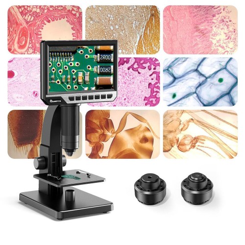 MT315 2000X Dual Lens Digital Microscope 7-inch HD IPS Large Screen Multiple Lens for Circuit/Cells Observation Up&Down Light Source Support Computer Viewing