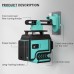 MUSTOOL 12 Line 360°Horizontal Vertical Cross 3D Green Light Laser Level Self-Leveling Measure with 2 batteries EU Plug