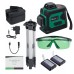 MUSTOOL 3D Green Auto Laser Level 12 Lines 360° Horizontal & Vertical Cross Build Tool Measuring Tools with 2 Batteries