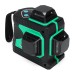 MUSTOOL 3D Green Auto Laser Level 12 Lines 360° Horizontal & Vertical Cross Build Tool Measuring Tools with 2 Batteries