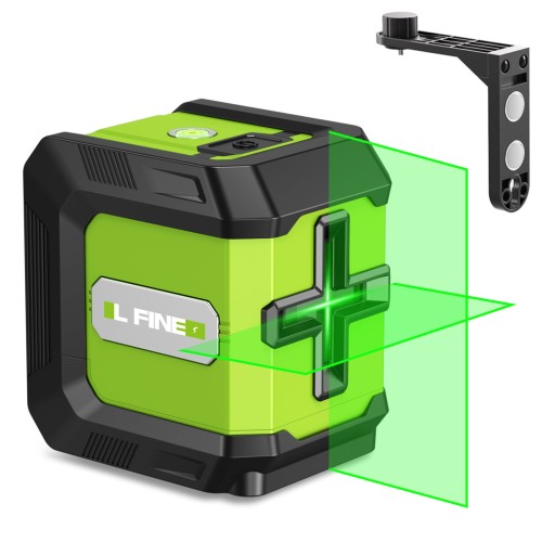 Mini 360-Degree Green Cross Line Laser Level with 2400mAh Lithium Battery Versatile Light Modes including L-Bracket and Carry Pouch perfect for DIY Drywall Picture Hanging Ceiling Installation