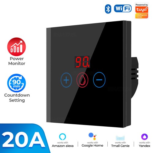 Smart WiFi Water Heater Control Device 20A High Power Compatible with Alexa Voice Control Timer Function Energy Consumption Monitoring