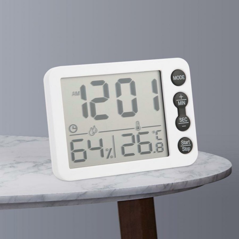 TS-9606 Multifunctional Thermometer Hygrometer Temperature Humidity Meter Alarm Clock Indoor