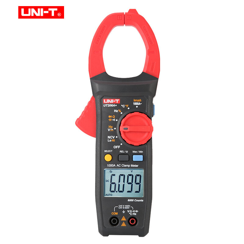UNI-T Digital Clamp Meter UT206A+ 1000V AC DC Voltage 1000A Current Auto Range Temp Resistance Multimeter Ammeter Tester
