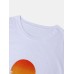 100% Cotton Design Sunset Print Round Neck Short Sleeve Loose T-Shirts