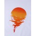 100% Cotton Design Sunset Print Round Neck Short Sleeve Loose T-Shirts