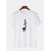 100% Cotton Mens Cartoon Astronaut Planet Print Short Sleeve Funny T-Shirts