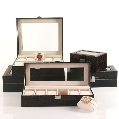 2/3/6/12 Slot Watch Boxes PU Leather Watch Storage Display Box