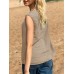 Cotton Solid Round Neck Sleeveless Casual Tank Top