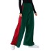 Gold Velvet Color Splicing Wide Leg Pants