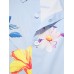 Men Birds & Flower Buttons Short Sleeve Lapel Casual Breathable Shirts