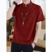 Men Casual Short Sleeve Stand Collar Chinese Style Button Shirts Kung Fu Tops Tee