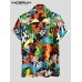 Men Contrast Graffiti Colorblock Soft Breathable Graceful Leisure Shirts