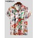 Men Contrast Graffiti Colorblock Soft Breathable Graceful Leisure Shirts