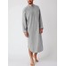 Men Cotton Soft Casual Solid Color Long Sleeve Button Down Robe with Pocket