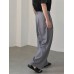 Men Expandable Waist Solid Color Casual Loose Fit Wide-leg Pants