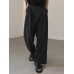 Men Expandable Waist Solid Color Casual Loose Fit Wide-leg Pants