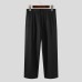 Men Expandable Waist Solid Color Casual Loose Fit Wide-leg Pants