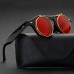 Men Fashion Vintage Round Punk Flip Up Sunglasses Classic Double Layer Clamshell Design SunGlasses