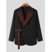 Men Irregular Patchwork Belted Casual Long Sleeve Blazer