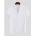 Men Linen Loose Casual Collarless Tops Holiday Casual Shirts