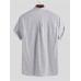 Men Linen Loose Casual Collarless Tops Holiday Casual Shirts