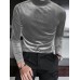 Men Solid High Neck Velvet Long Sleeve T-Shirt