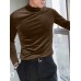 Men Solid High Neck Velvet Long Sleeve T-Shirt