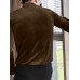 Men Solid High Neck Velvet Long Sleeve T-Shirt