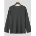 Men Solid Notched Neck Knit Casual Long Sleeve T-Shirt