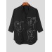 Mens Abstract Face Print 3/4 Sleeve Shirt