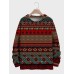 Mens Allover Ethnic Geometric Print Crew Neck Pullover Sweatshirts