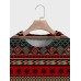 Mens Allover Ethnic Geometric Print Crew Neck Pullover Sweatshirts