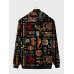 Mens Allover Ethnic Geometric Print Long Sleeve Drawstring Hoodies