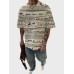 Mens Allover Ethnic Tribal Print Crew Neck Short Sleeve T-Shirts