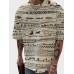 Mens Allover Ethnic Tribal Print Crew Neck Short Sleeve T-Shirts