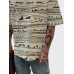 Mens Allover Ethnic Tribal Print Crew Neck Short Sleeve T-Shirts