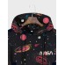 Mens Allover Galaxy Planet Print Long Sleeve Drawstring Hoodies