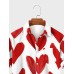 Mens Allover Heart Print Lapel Casual Short Sleeve Shirts