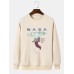 Mens Astronaut Letter Print Crew Neck Pullover Sweatshirts