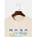 Mens Astronaut Letter Print Crew Neck Pullover Sweatshirts