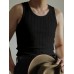 Mens Cable Knitted Pit Striped Slim Fit Stretch Tank Top