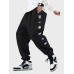 Mens Cartoon Astronaut Planet Side Print Loose Sweatpants