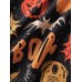 Mens Cartoon Ghost Print Patchwork Halloween Short Sleeve Shirts