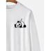 Mens Cartoon Panda Japanese Print Crew Neck Pullover Sweatshirts