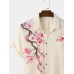 Mens Cherry Blossoms Print High-low Hem Short Sleeve Shirts