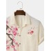 Mens Cherry Blossoms Print High-low Hem Short Sleeve Shirts